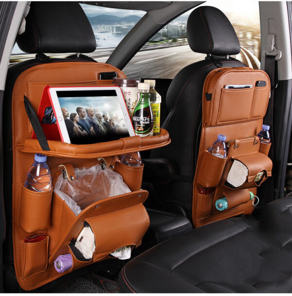 PU Leather Car Storage Bag Multifunction Seat Back Tray Hanging Bag Waterproof Car Organizer Automotive Interior Accessories - Imagen 6