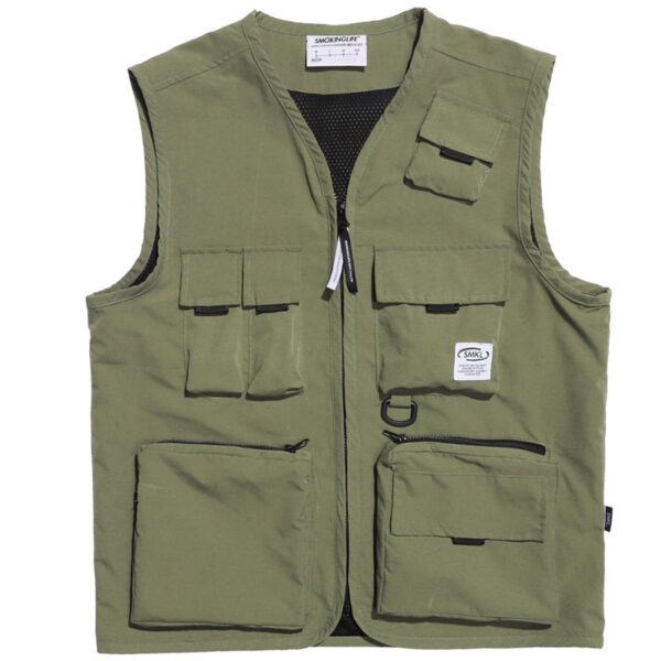 Zipper Cardigan Tactical Vest Loose Sleeveless Jacket - Imagen 10