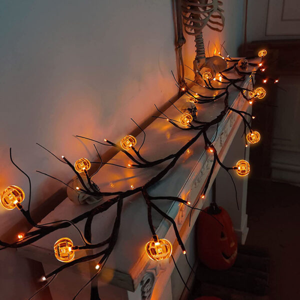 Halloween LED Willow Vine String Light Cool Cartoon Bat Pumpkin Decoration For Indoor Outdoor Party House Decor - Imagen 7