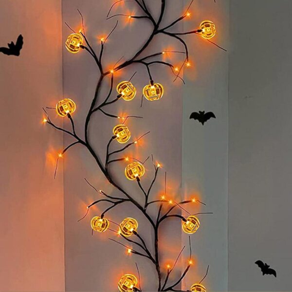 Halloween LED Willow Vine String Light Cool Cartoon Bat Pumpkin Decoration For Indoor Outdoor Party House Decor - Imagen 6