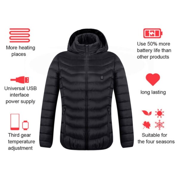 New Heated Jacket Coat USB Electric Jacket Cotton Coat Heater Thermal Clothing Heating Vest Men's Clothes Winter - Imagen 5